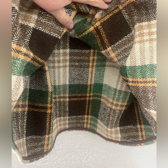 Vintage 70s CPO Mens Wool Linen Plaid Flannel Shirt Jacket Large Montgomery Ward - Picture 5 of 10